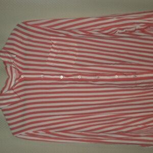 Jane + Delancey Coral/pink and White Striped Button-Up Shirt